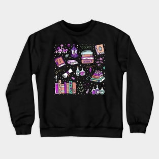 Cute fantasy books and fantasy items illustration Crewneck Sweatshirt